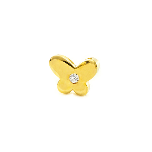 9ct Yellow Gold Cartilage Butterfly CZ Stud Piercing