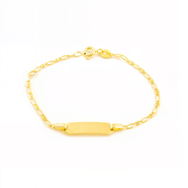 Pulsera Niña Oro Amarillo 18K Personalizada Esclava Ancla Brillo 14 cm