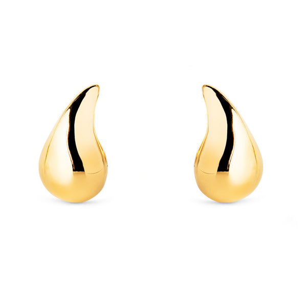 Pendientes Mujer Oro Amarillo 9K Liso Gota Brillo