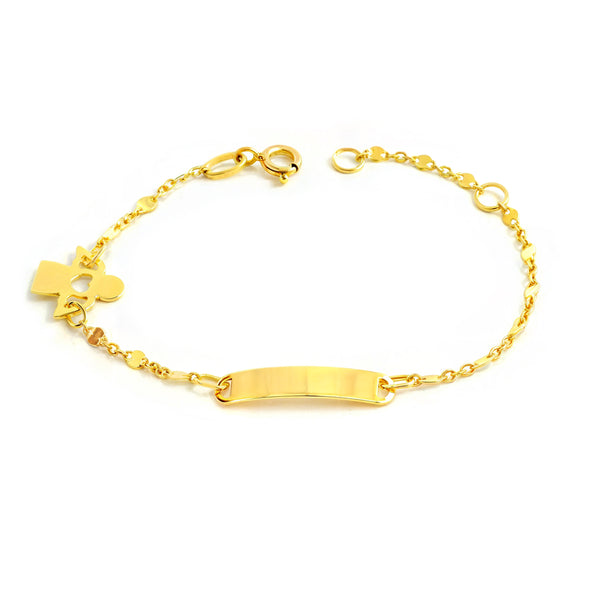 Pulsera Niña Oro Amarillo 9K Personalizada Esclava Angel Brillo 14 cm