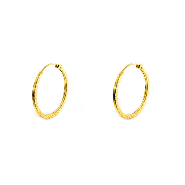 Pendientes Oro Amarillo 9K Aros Cuadrado Tallados 12 x 1 mm