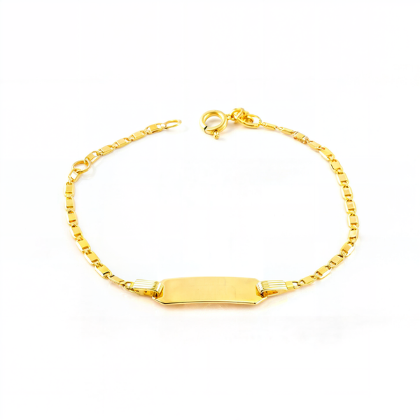 Pulsera Niña Oro Amarillo 18K Personalizada Esclava Valentino Brillo 14 cm