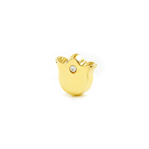 Piercing Oro Amarillo 9K Cartilago Tulipán Circonitas Brillo