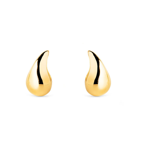 Pendientes Mujer Oro Amarillo 9K Liso Gota Brillo