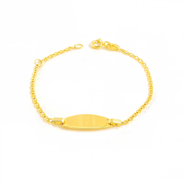 Pulsera Niña Oro Amarillo 9K Personalizada Esclava Ancla Brillo 14 cm