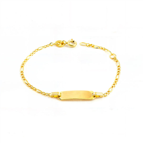 18ct Yellow Gold Personalized Slave Bracelet with 3x1 Shine for Girls 14 cm