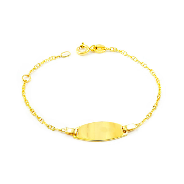 Pulsera Niña Oro Amarillo 9K Personalizada Esclava Forzada Ancla Brillo 14 cm