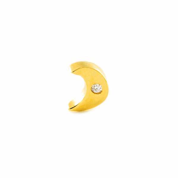 9ct Yellow Gold Cartilage Moon CZ Stud Piercing