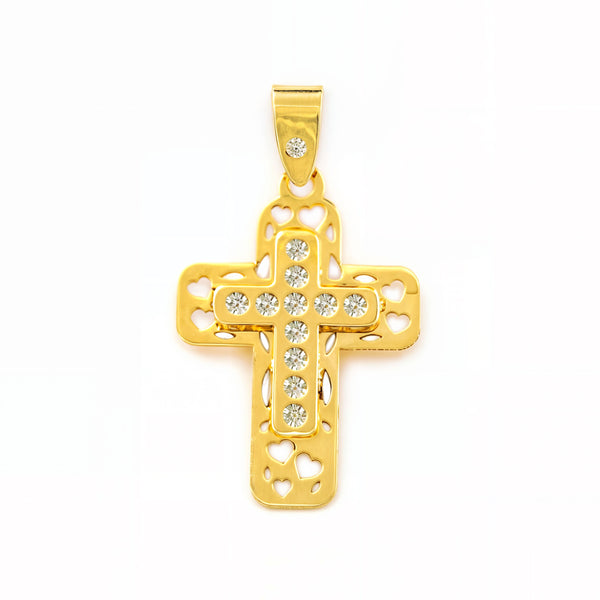 Cruz Oro Amarillo 9K Rectangular Circonita Brillo 22 x 15 mm