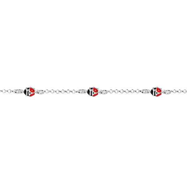 925 Silver Red-Black Ladybug Shine Bracelet 16 cm