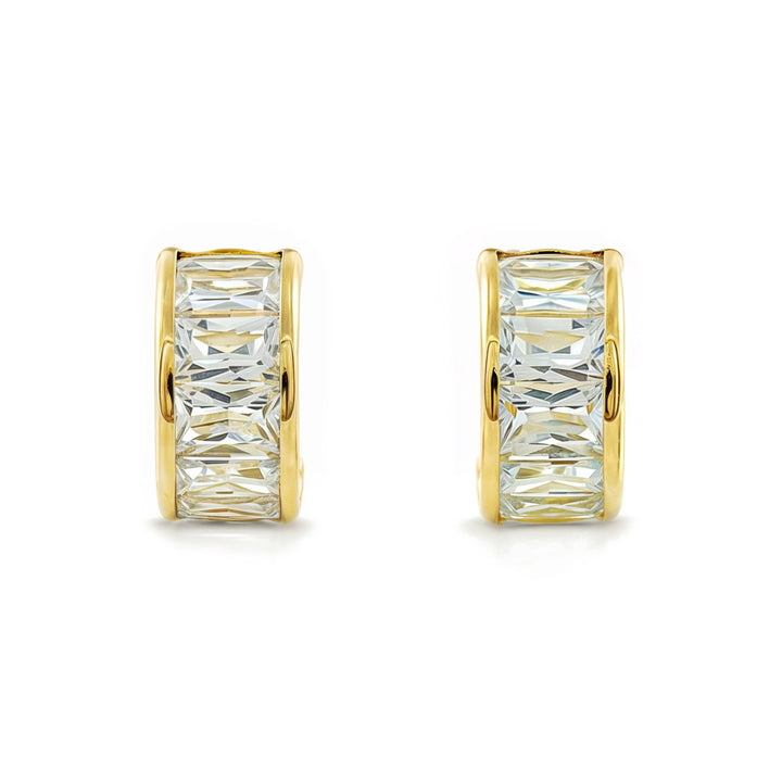 Pendientes Mujer oro Amarillo 9K Arquillo Arco Piedra Circonita Brillo