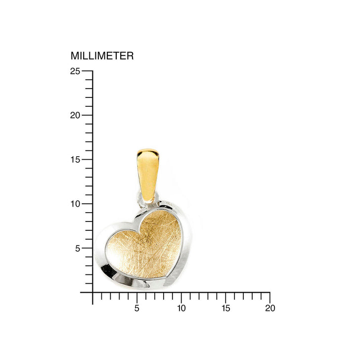 Colgante Oro Bicolor Corazon liso con fondo matizado (9kts)