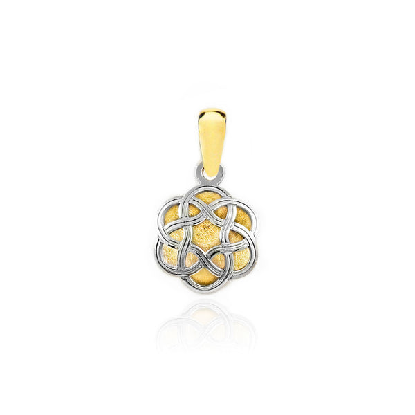 9ct two color gold Flower Pendant