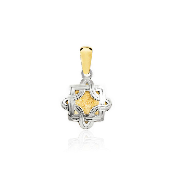 9ct two color gold Square Pendant