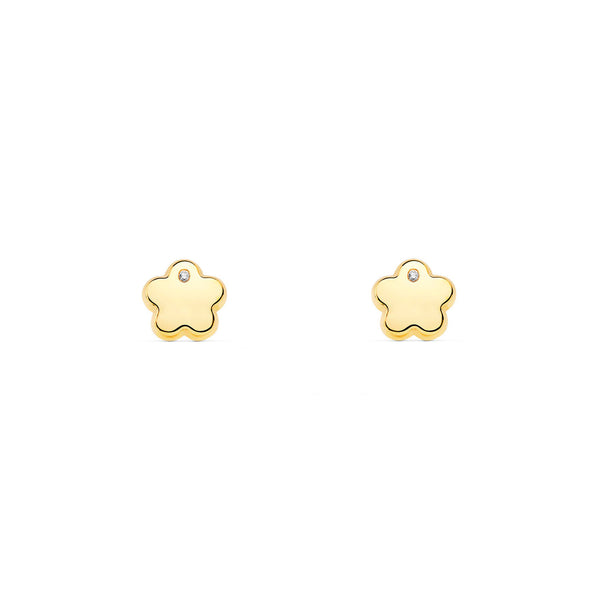 9ct Yellow Gold Daisy Flower Cubic Zirconia Children's Baby Girls Earrings shine