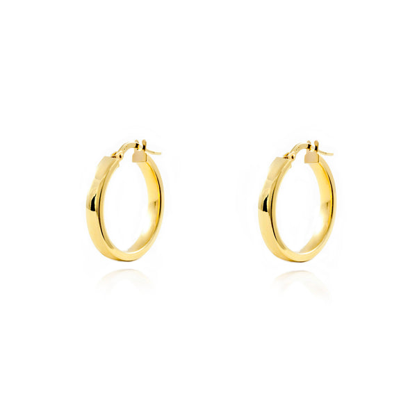 18ct Yellow Gold Rectangular Hoops Earrings shine 18.5x3 mm