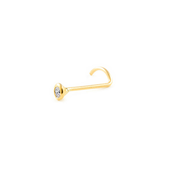 Yellow Gold 9K Nose Piercing Conic CZ 2mm Shine