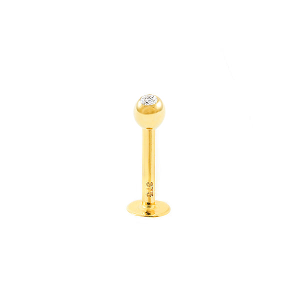 Piercing Oro Amarillo 9K Labio Bola Circonita Brillo