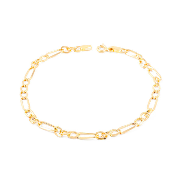 Pulsera Mujer Oro Amarillo 18K Barbada 3x1 Hueca 20 cm