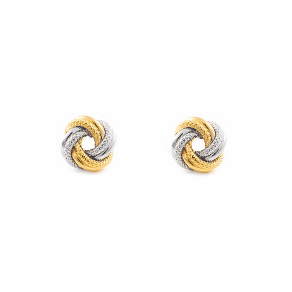 18ct two color gold Knot Earrings Matte Shine