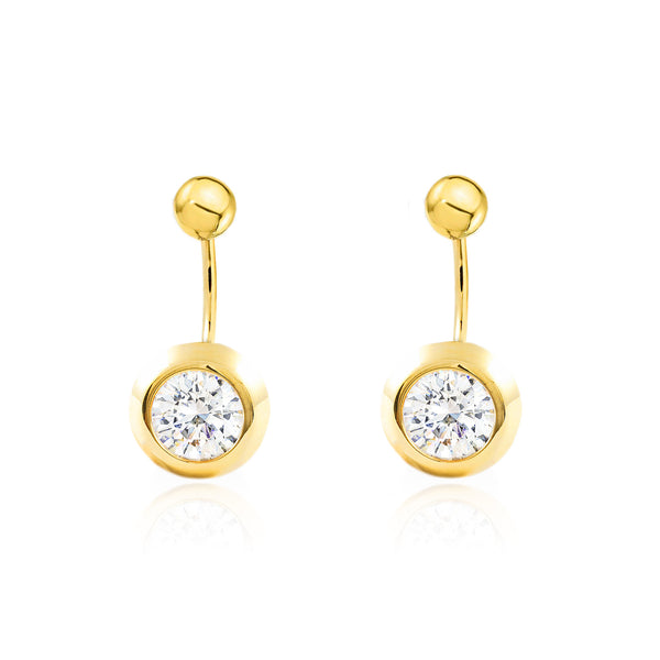 9ct Yellow Gold Double Cubic Zirconia Earrings shine