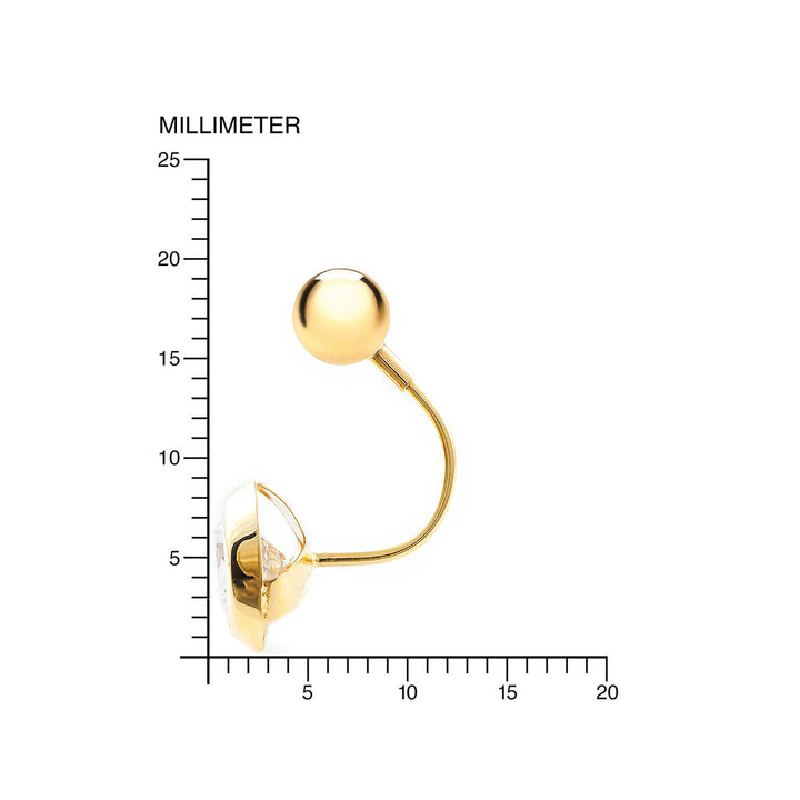 Pendientes Oro doble con bola 5 mm y Orla Circon (9kts)