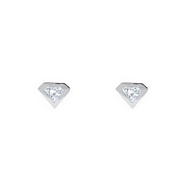 Pendientes Mujer-Niña Oro Blanco 9K Diamante Circonita Brillo