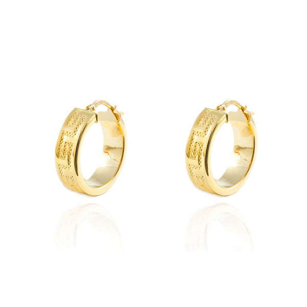 18ct Yellow Gold Greece Hoops Earrings 18x6 mm