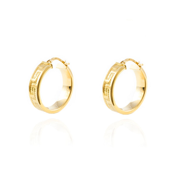 18ct Yellow Gold Greece Hoops Earrings 23x6 mm