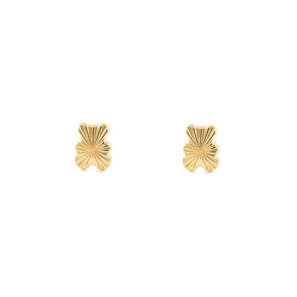 9ct Yellow Gold Bear Children's Baby Girls carved Earrings