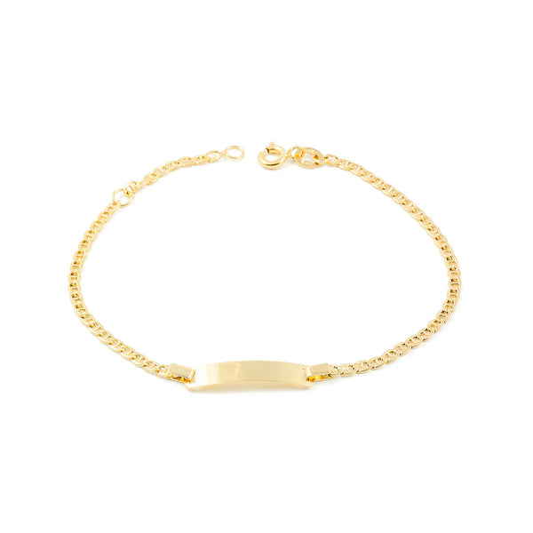 Pulsera Niña Oro Amarillo 18K Personalizada Esclava Ancla Brillo 15 cm