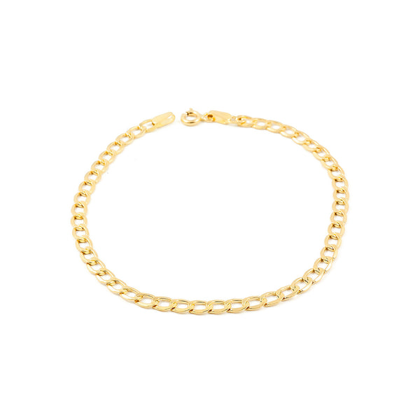  18ct Yellow Gold Women's Bracelet Barbada Finish 20 cm Length