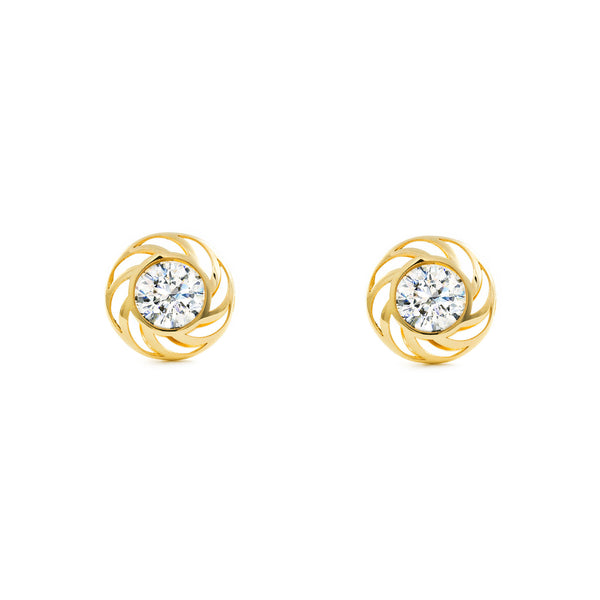 9ct Yellow Gold Round Cubic Zirconia Earrings shine