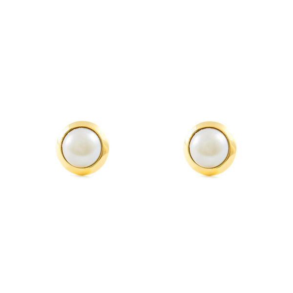 9ct Yellow Gold Pearl 6 mm Earrings shine