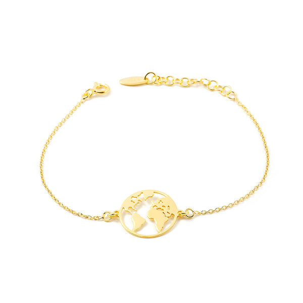 925 Sterling Silver Gold-plated World bracelet shine