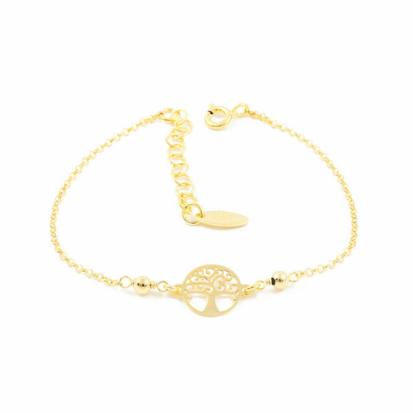 925 Sterling Silver Gold-plated Tree of Life bracelet shine