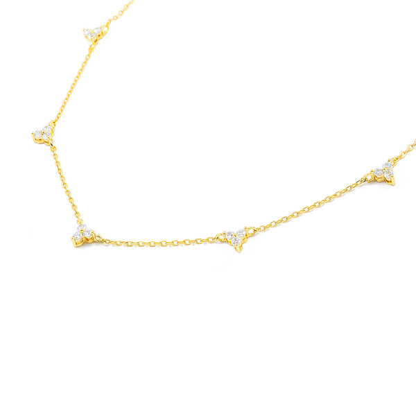925 Sterling Silver Gold-plated Zircon Necklace Shine