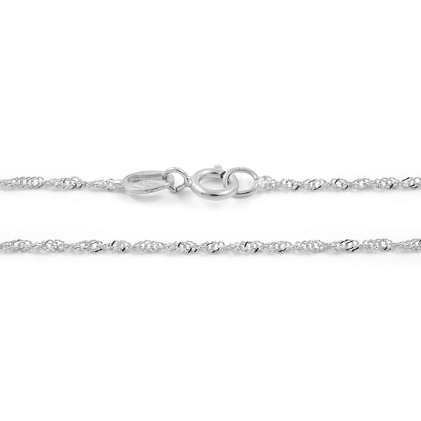 18ct White Gold Singapore Chain necklace thick 1.3 mm