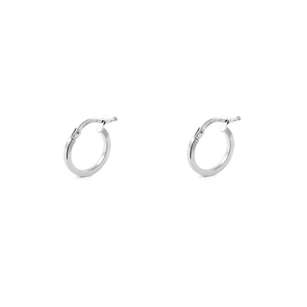 18ct White Gold Square Hoops Earrings shine 13x1.5 mm