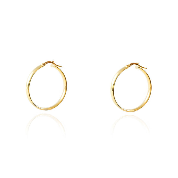 18ct Yellow Gold Hoops Earrings shine 28x4 mm