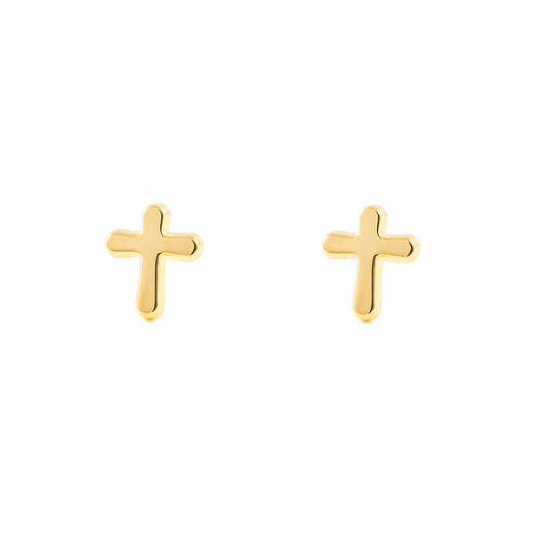 18ct Yellow Gold Cross Earrings shine