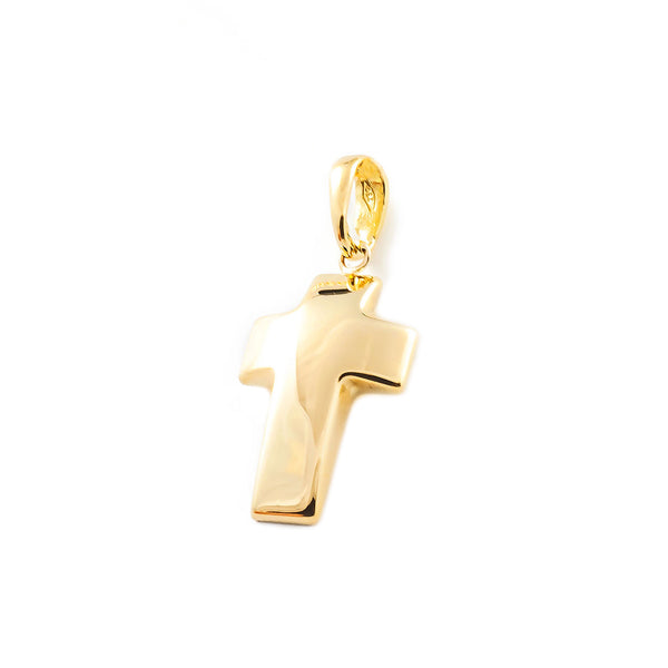 18ct Yellow Gold Rectangular religious pendant cross 20x12 mm shine
