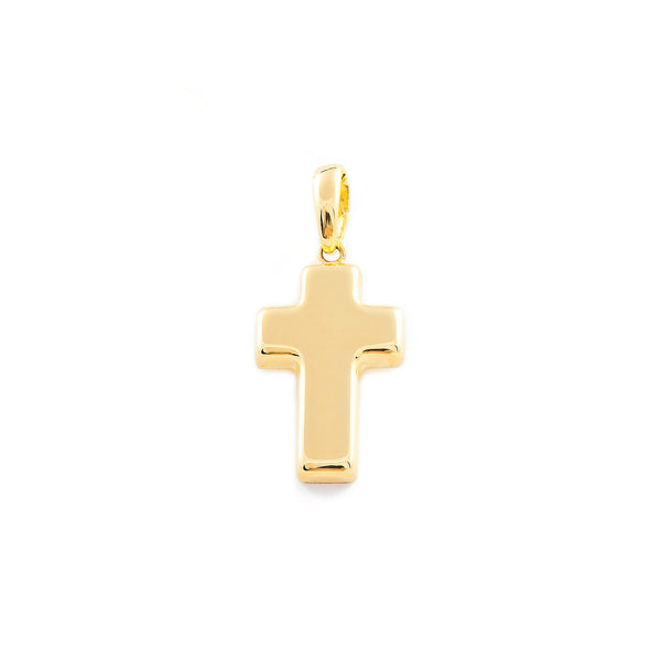 18ct Yellow Gold Rectangular religious pendant cross 20x12 mm shine