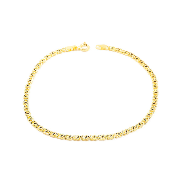  18ct Yellow Gold Tiger Eye Women's Bracelet Shine 19 cm