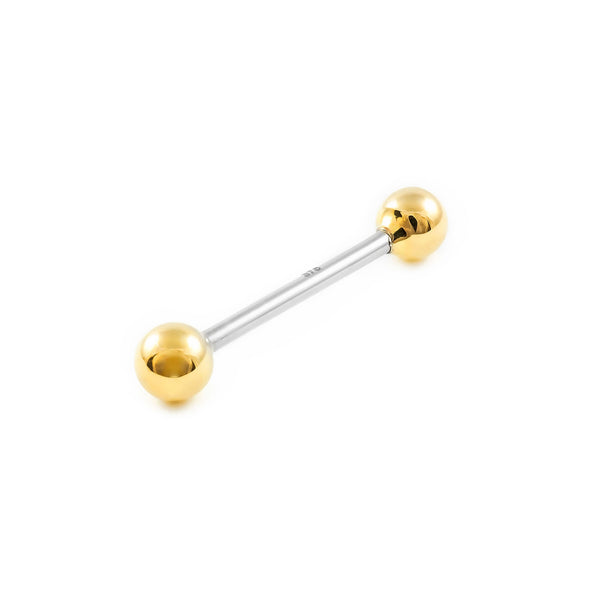 Piercing Oro Acero y Oro 9K Lengua Bola 5 mm Brillo