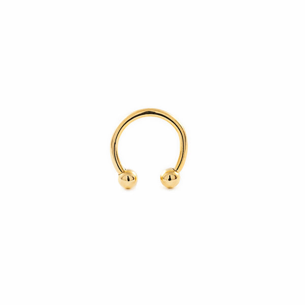 Yellow Gold 9K Double Ball Barbell Piercing 3 mm Shine