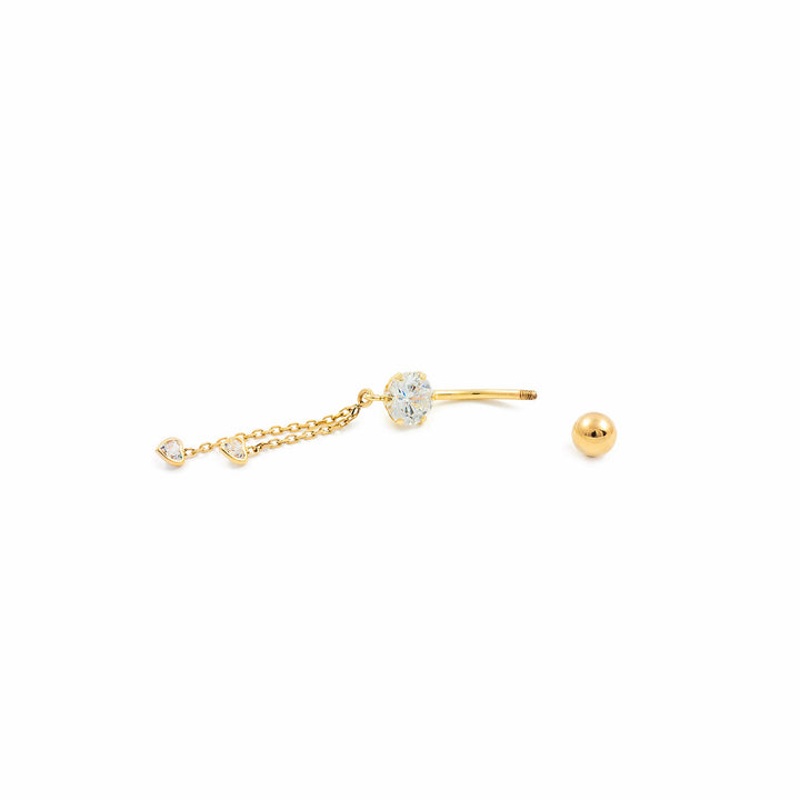 Piercing Oro Ombligo garra 6 mm cadena corazones (9kts)