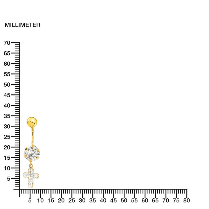Piercing Oro Ombligo garra 6 mm cruz (9kts)