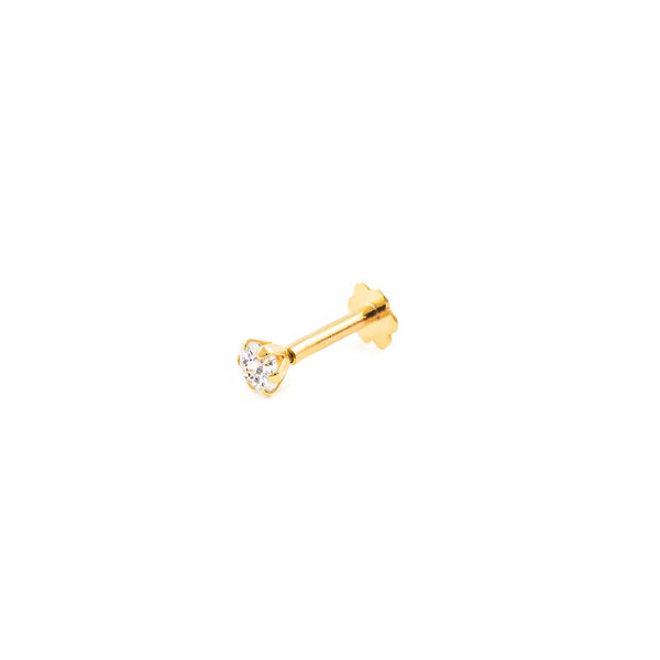 Yellow Gold 9K Cartilage Earring with 3 mm Cubic Zirconia Sparkle