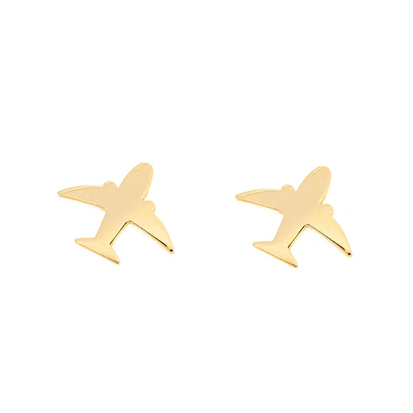 9ct Yellow Gold Airplane Children's Girls Earrings shine